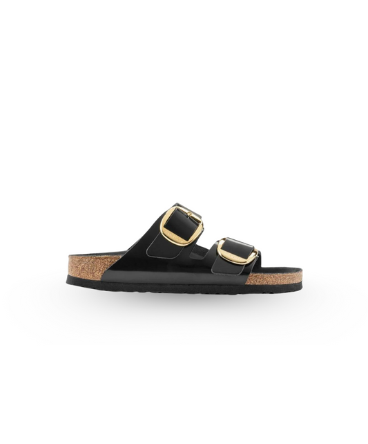 Birkenstock Arizona Big Buckle High Shine Natural/Patent Leather Black Sandals