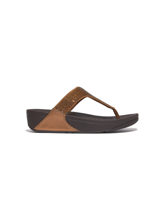 FitFlop Lulu Crystal Embellished Toe Post Bronze