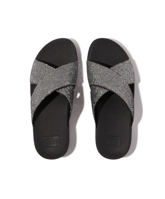 Fitflop Lulu Glitterball Cross Slide Silver