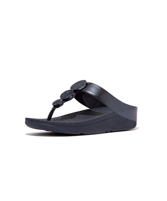 Fitflop Halo Bead Circle Metallic Toe Post Navy