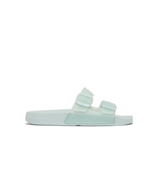 FitFlop iQushion Translucent Two Bar Buckle Slides Blue