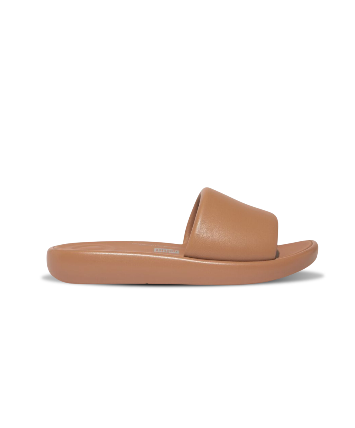 FitFlop iQushion D-Luxe Padded Leather Slides Latte Tan