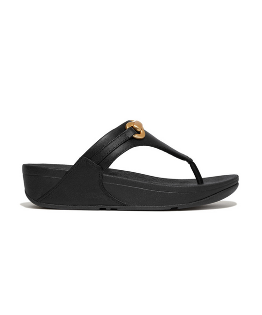 FItFlop Lulu Chunky Snaffle Leather Toe Post Black