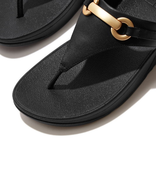 FItFlop Lulu Chunky Snaffle Leather Toe Post Black
