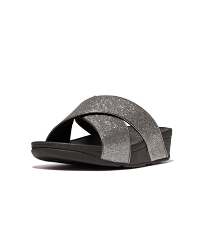 Fitflop Lulu Glitterdust Cross Slides Pewter