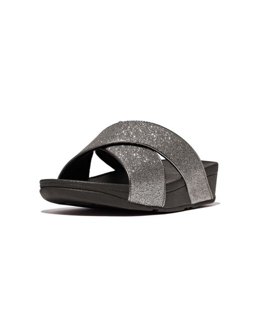 Fitflop Lulu Glitterdust Cross Slides Pewter