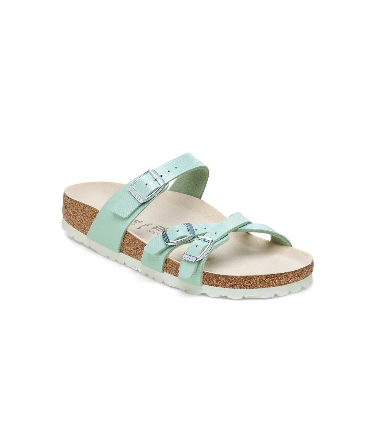 Birkenstock Franca Shiny Embossed Birko-Flor Surf Green Sandals