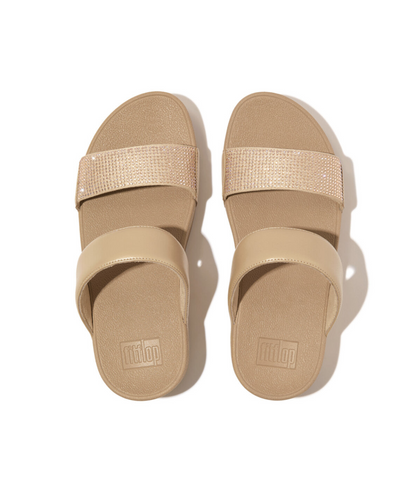 Fitflop Lulu Crystal Embellished Slides Latte Beige