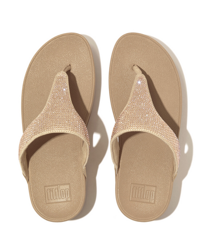 Fitflop Lulu Crystal Embellished Toe Post Latte Beige