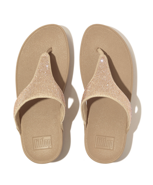 Fitflop Lulu Crystal Embellished Toe Post Latte Beige