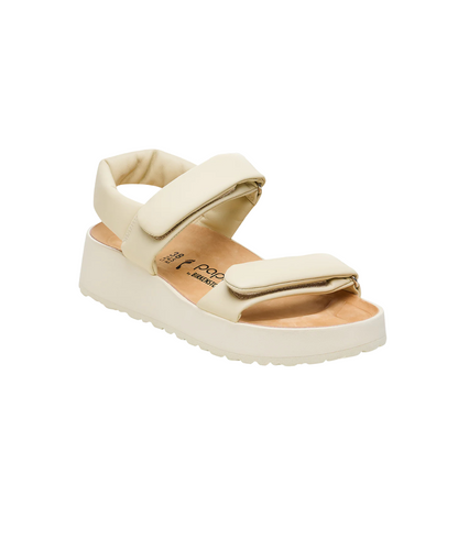 Papillio Theda Exquisite Smooth Leather Ecru Platform Wedge Sandals