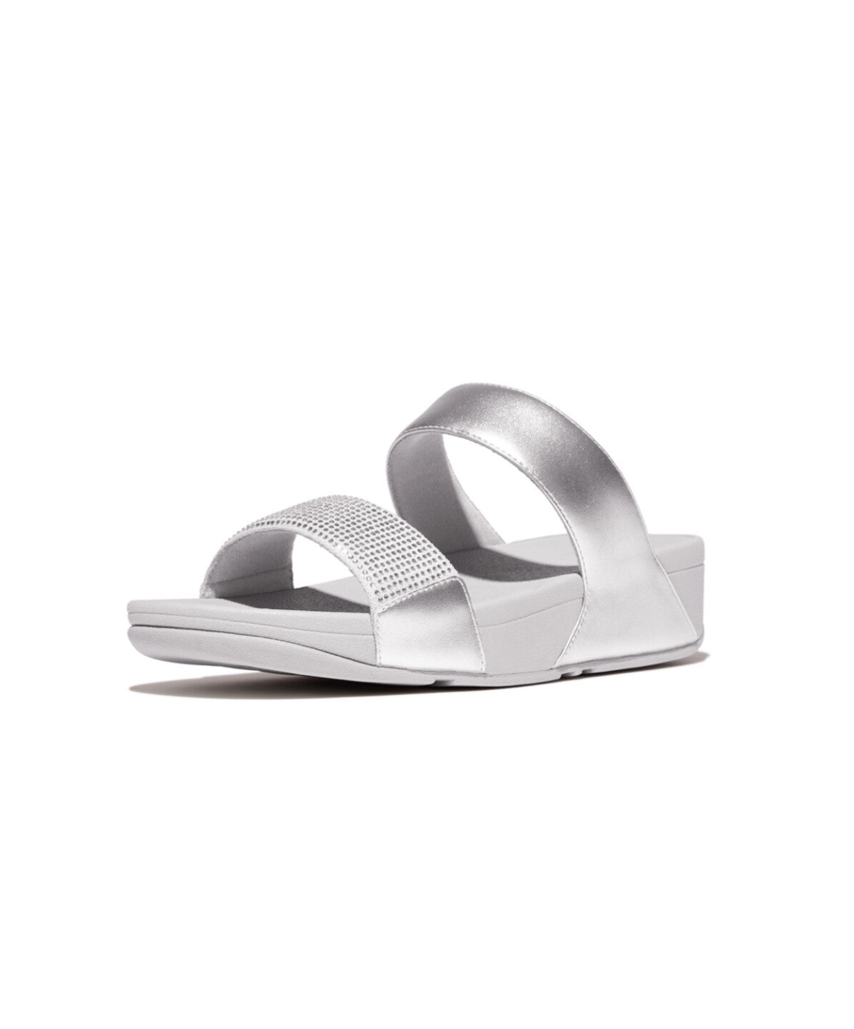 Fitflop Lulu Crystal Embellished Slides Silver
