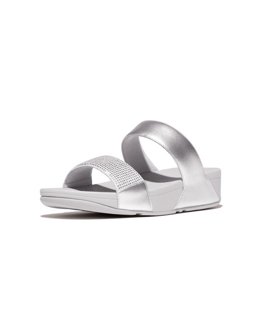 Fitflop Lulu Crystal Embellished Slides Silver