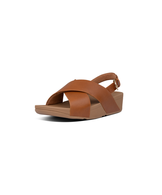 FitFlop Lulu Leather Cross Back Strap Sandals Light Tan
